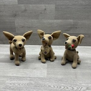 3 Vintage Taco Bell Chihuahua Plush Toys. Do Not Talk. Three Plush Dogs. Nice!